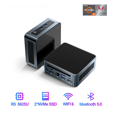 AN2P Mini PC AMD Ryzen 5 5625U Gaming Desktop Computer M.2 NVME SSD 2xDDR4 Slot WIFI6
